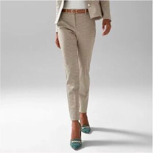 EUC White House Black Market Houndstooth Plaid Elle Slim Pants 10